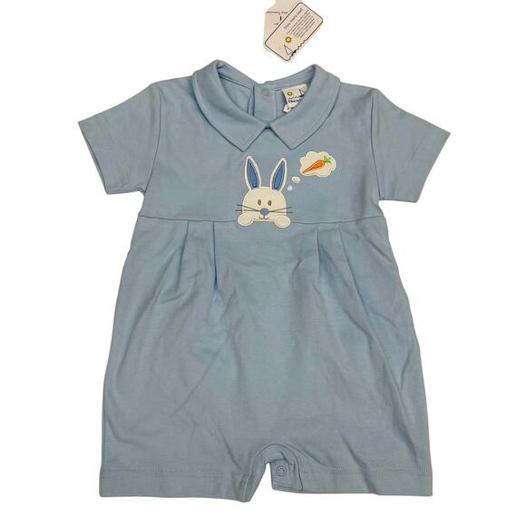NWT Florence Eiseman 12M Blue Shortall with Bunny - Picture 1 of 6